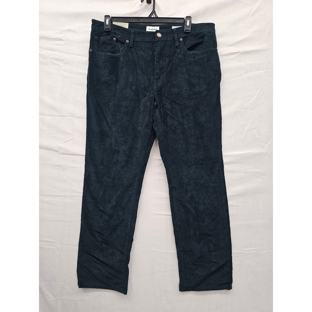 Goodfellow & Co Mens Corduroy Pants 36x32 Straight Fit Green 5-Pocket 042217442